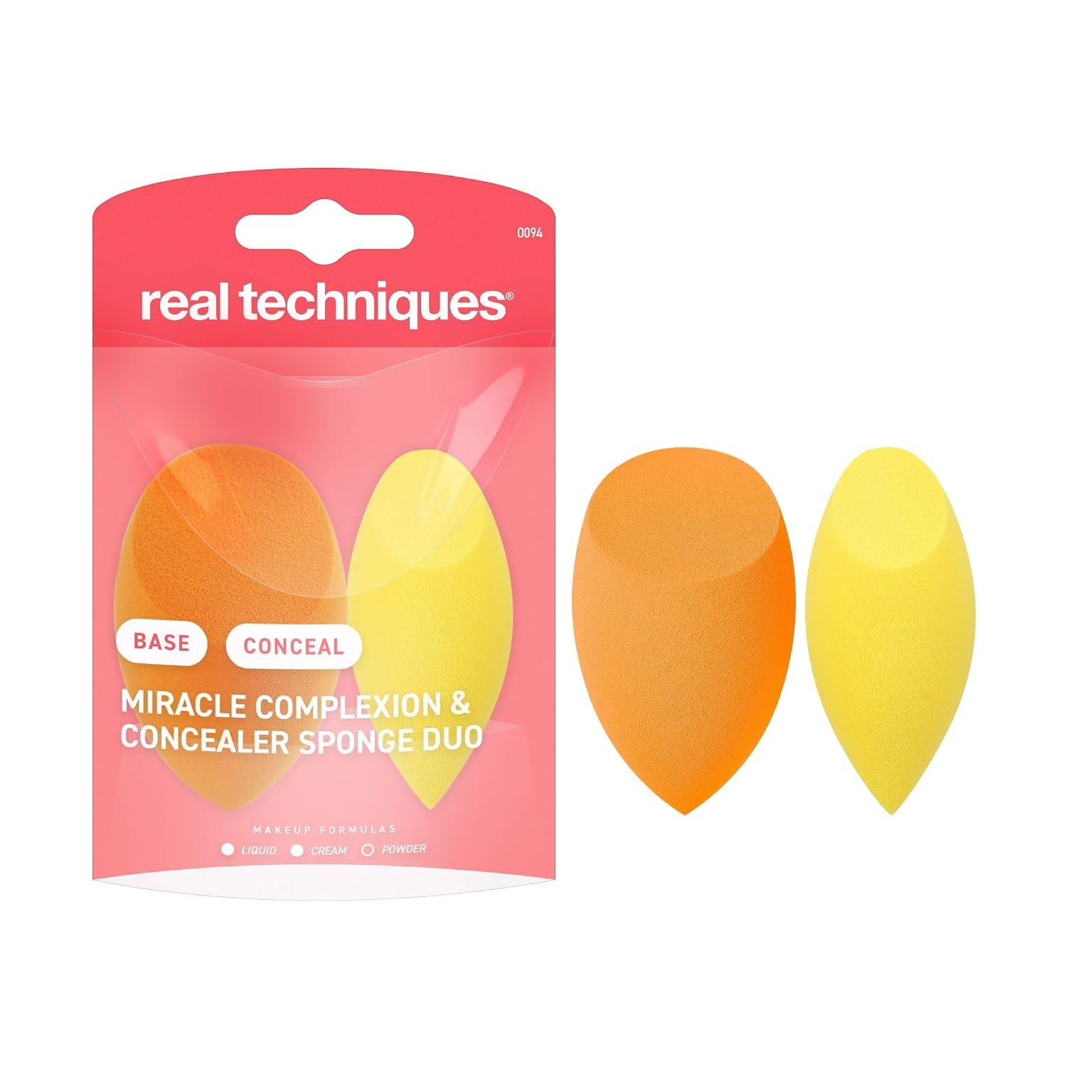 Real Techniques Miracle Complexion Sponge + Concealer Sponge Duo | Smooth blending with makeup sponges for blending liquid and cream formulas, foundation sponge, precise tip and latex-free