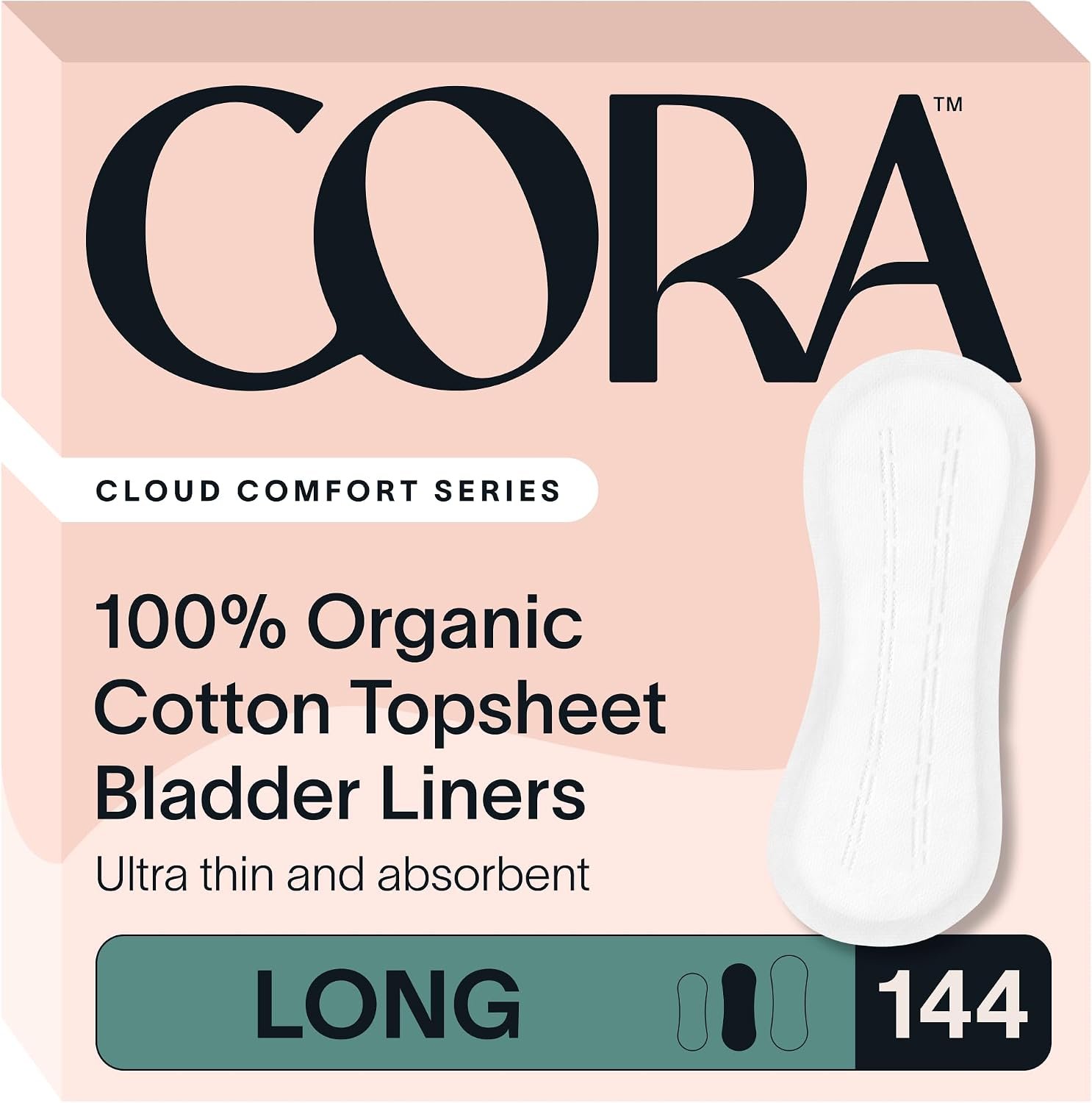 Cora 100% Organic Cotton Topsheet Bladder Liners (144 Long Bladder Liners)
