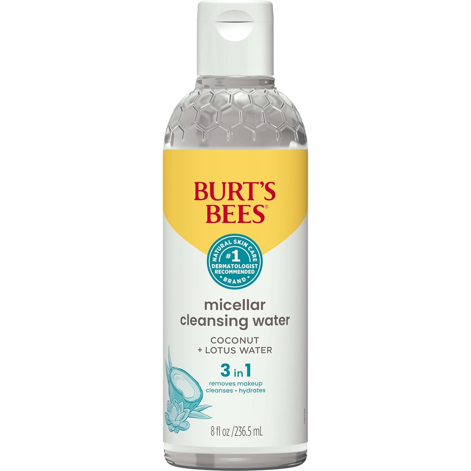 Burt’s Bees Micellar Cleansing Water with Coconut & Lotus Extract, 8 Oz (Package May Vary)