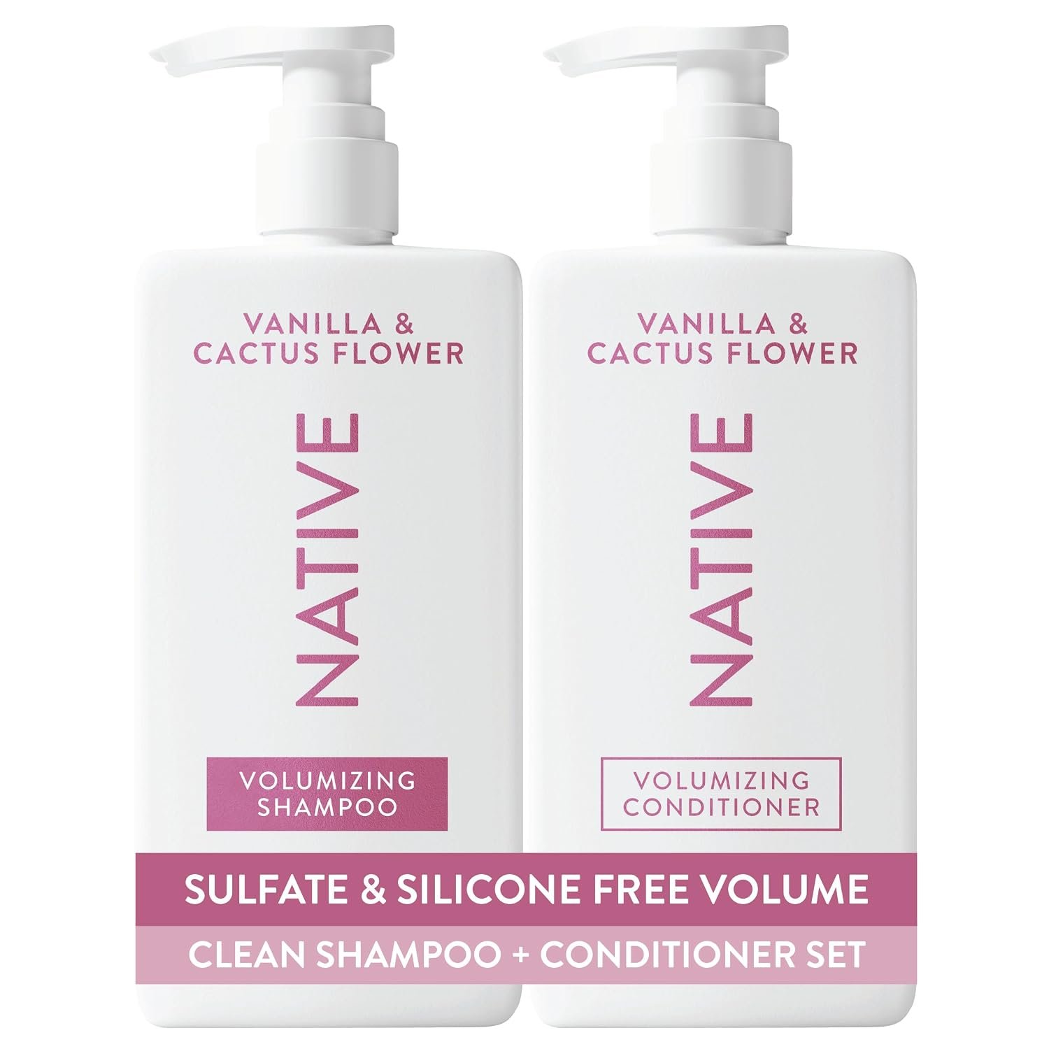 Native Vanilla & Cactus Flower Shampoo and Conditioner Contain Naturally Derived Ingredients |All Hair Type Color & Treated, Fine to Dry Damaged, Sulfate & Dye Free – 2-Pack
