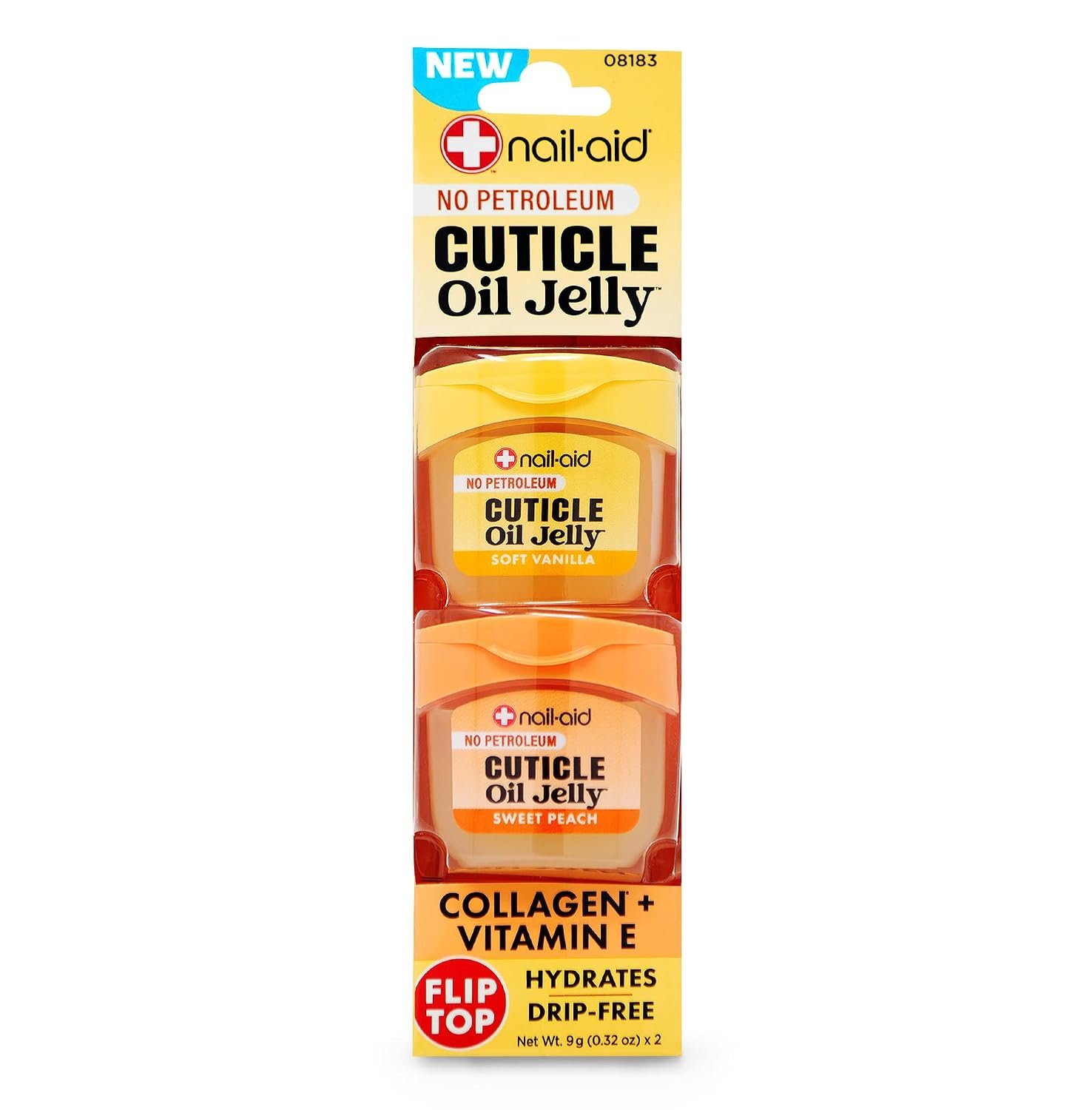 Nail-Aid Cuticle Oil Jelly, Press-On Friendly Non-Drip Treatment | Collagen + Vitamin E, CleanClick™ Secure Flip-Top Cap, Petroleum-Free, For Dry Cracked Cuticles and Hangnails