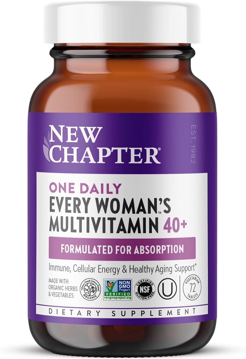 New Chapter Every Woman’s One Daily 40+ – Multivitamin for Women – Supports Immune, Bone, Hormone & Cellular Energy Health* – Non-GMO, Gluten Free, Dairy Free, Vegetarian & Kosher – 72 Tablets