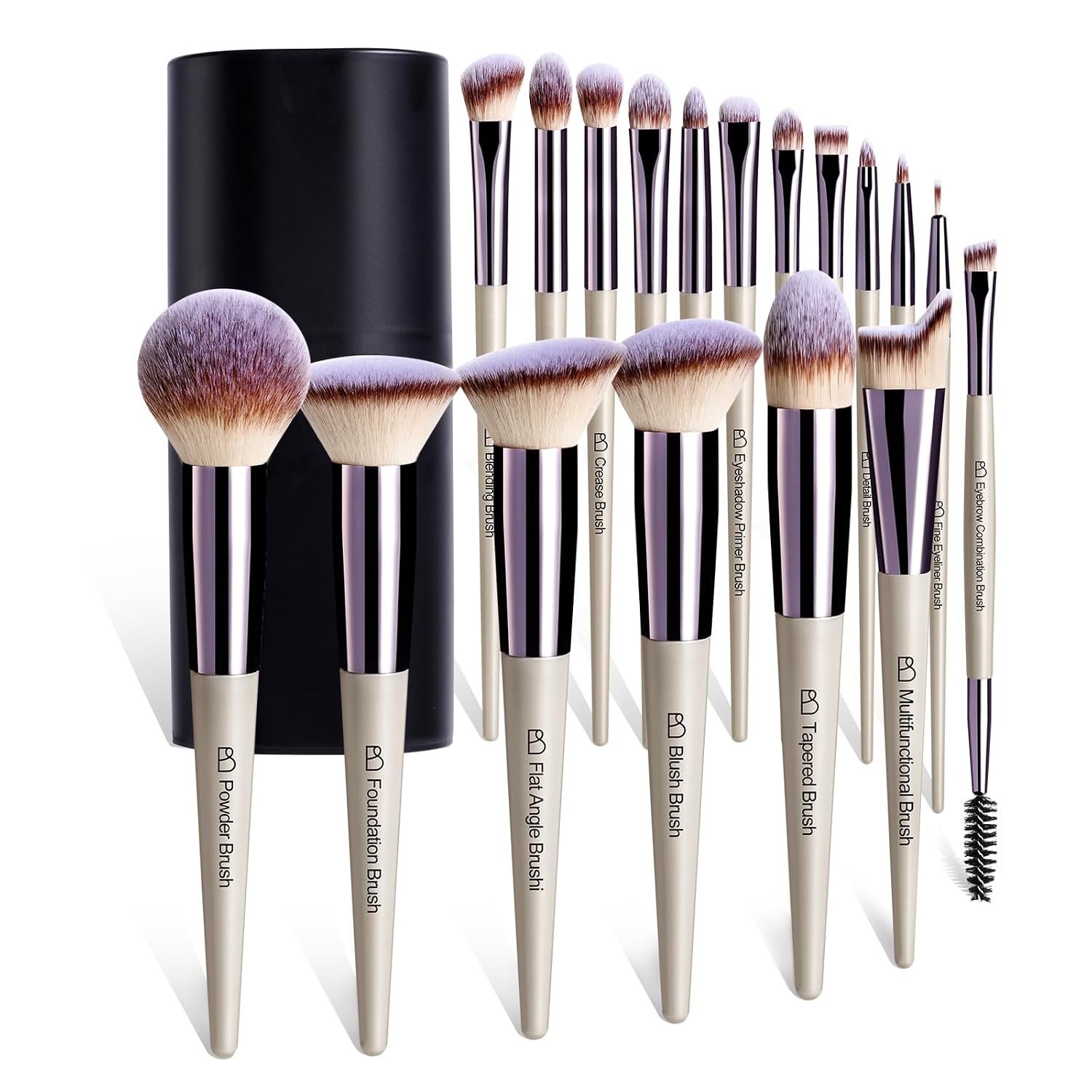 BS-MALL Makeup Brush Set 18 Pcs Professional Foundation Powder Concealers Eyeshadow Blush Synthetic Makeup Brushes with Labeled instruction Black Case Upgraded Version | Professional Foundation Powder Concealers Eyeshadow Blush Synthetic Makeup Brushes