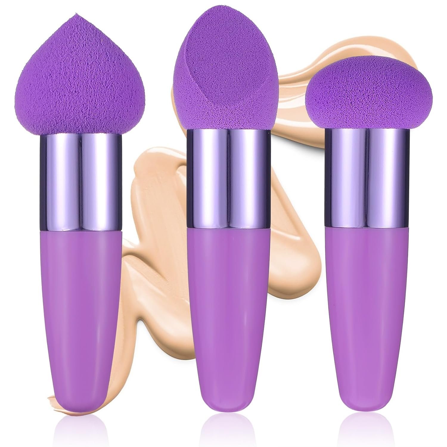Sibba Makeup Brushes 3 PCS Powder Makeup Puff Beauty Blending Sponge Coloring Concealer Applicator Foundation Setting Face Cosmetic Cosmetics Contour Stick Color Cover Sponges Set Women