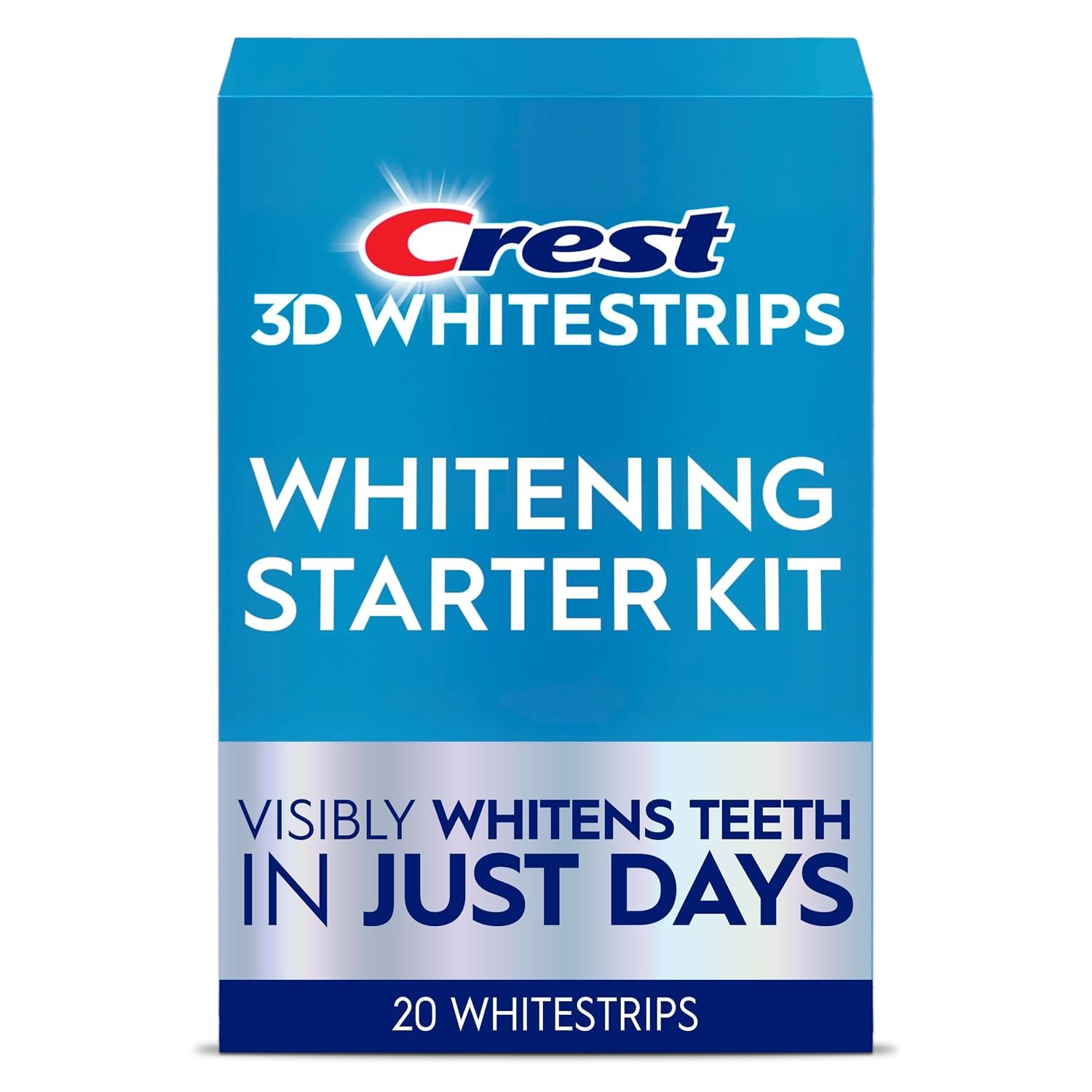 Crest 3D Whitestrips Whitening Starter Kit – Teeth Whitening Kit, 10 Treatments, Each with 1 Upper/1Lower, 20 Strips – Crest 3DWhite Teeth Whitening Strips