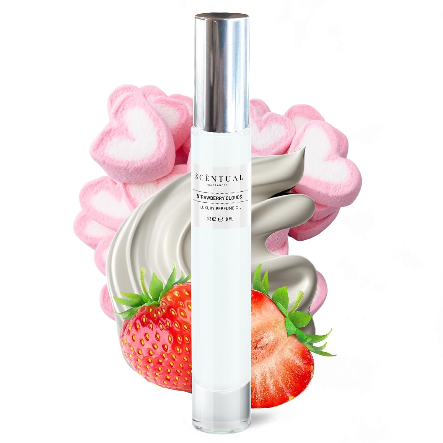 Luxury Perfume Oil, Ultra-Concentrated Women Roll-On Fragrance Oil, Long Lasting Rollerball Travel Mini Perfume, Vegan, Alcohol & Cruelty Free 10ml (Strawberry Clouds)