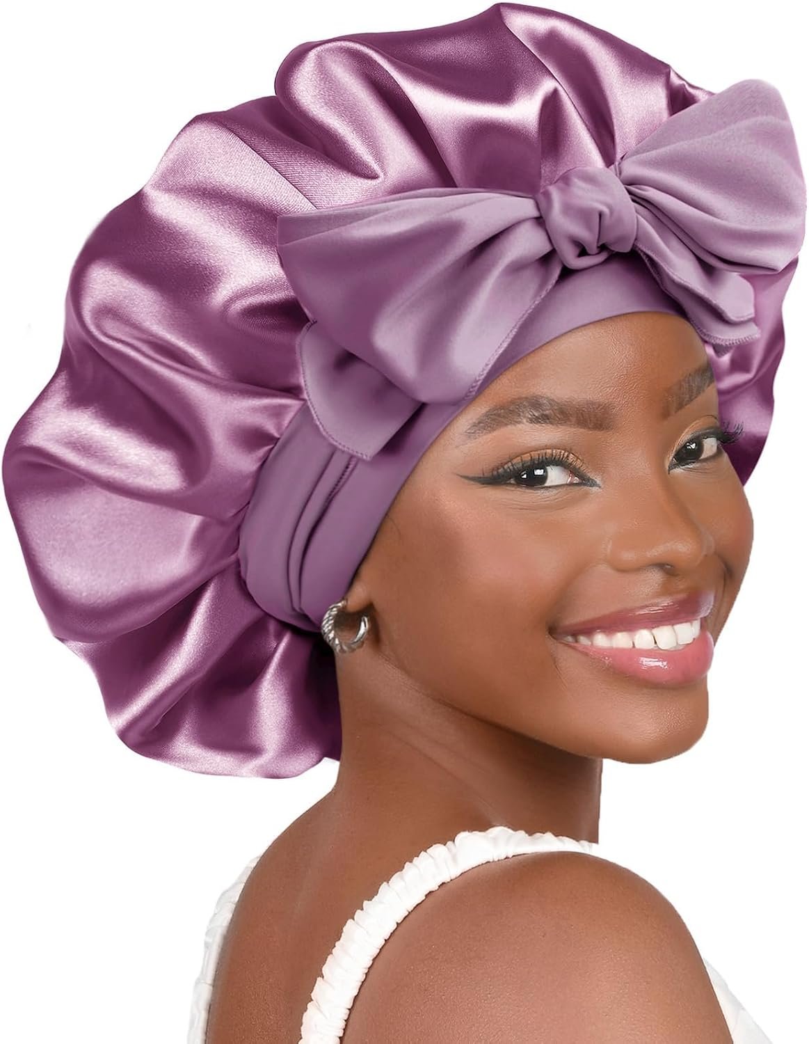 YANIBEST Adjustable Silk Bonnet for Sleeping Women Double Layer Satin Bonnet Reduce Friction Prevent Frizz Curly Hair