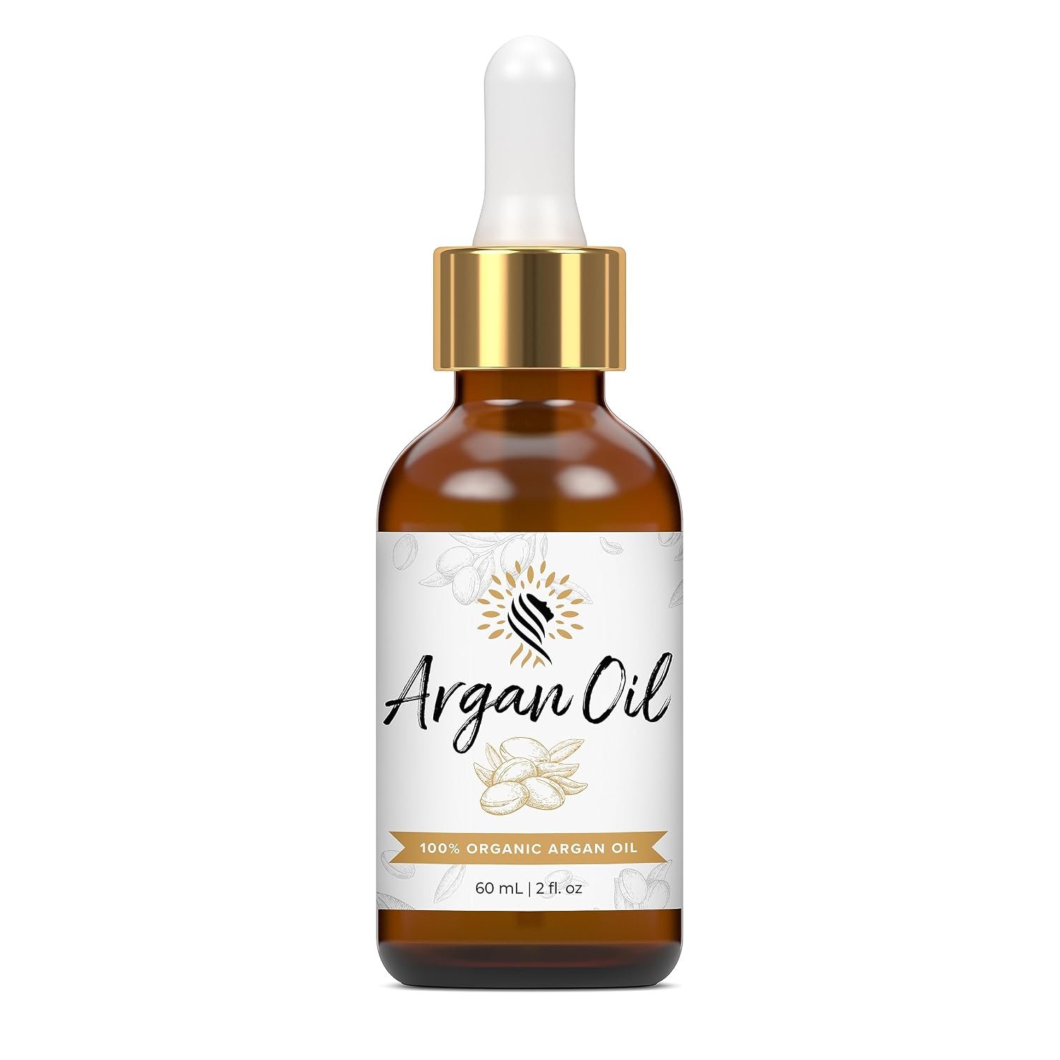 Argan Cosmetics 100% Pure Organic Moroccan Argan Oil, Unscented – 2 Fl Oz | Hair, Skin, Nails, Cuticles, Face & Beards – Cold Pressed – Filtered Through Cotton & Charcoal – All Natural Moisturizer