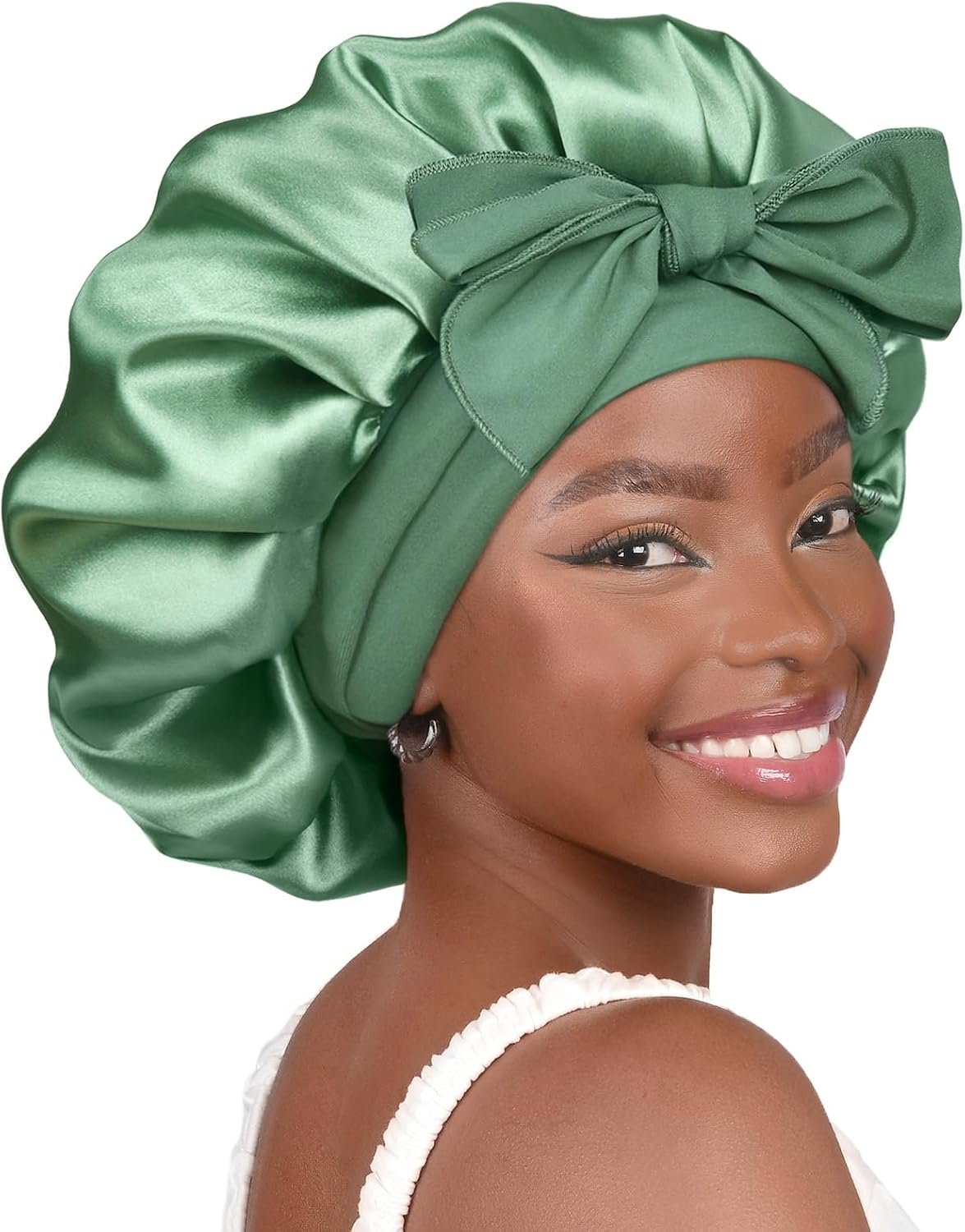 YANIBEST Adjustable Silk Bonnet for Sleeping Women Double Layer Satin Bonnet Reduce Friction Prevent Frizz Curly Hair