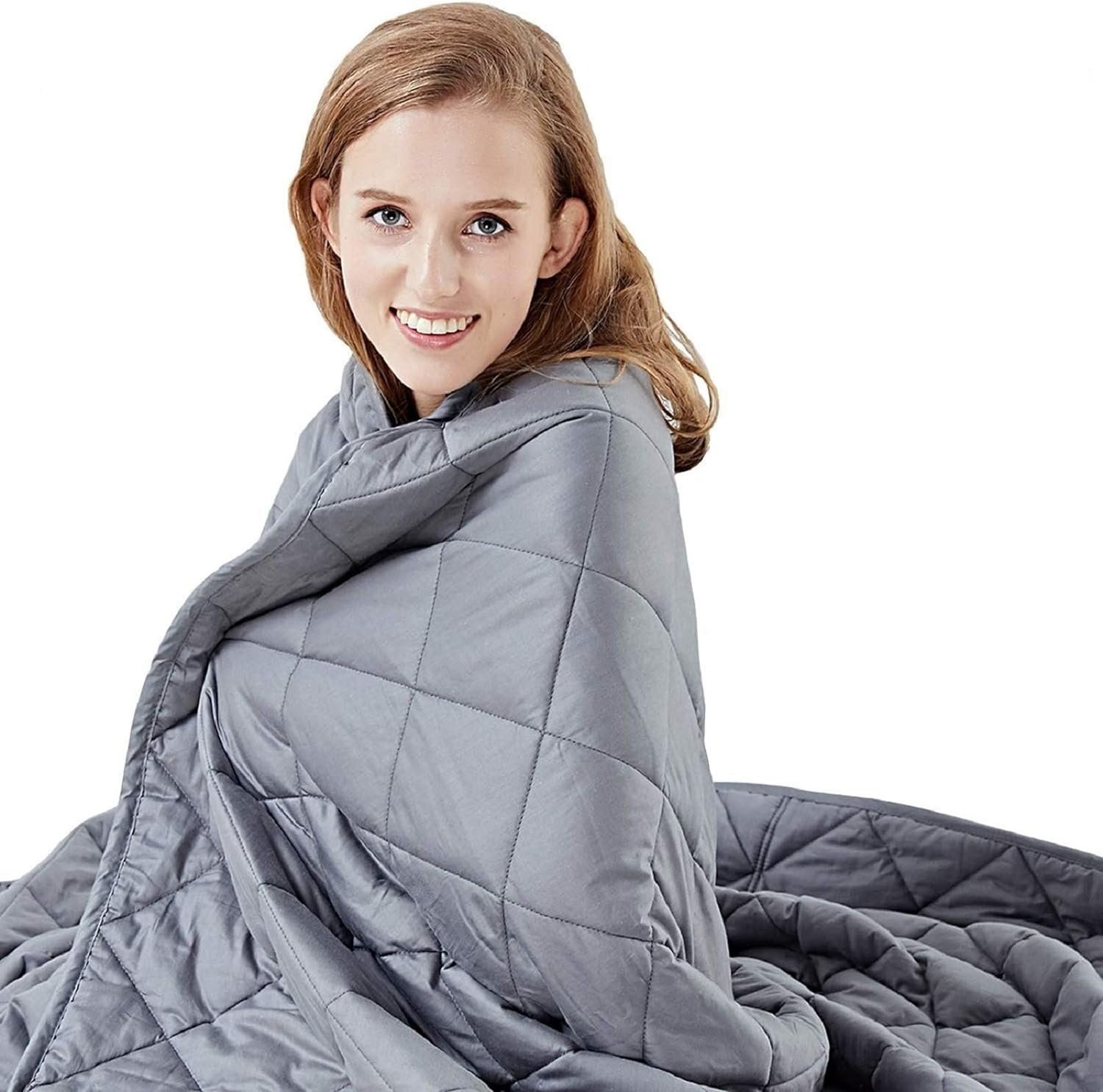 HYPNOSER Weighted Blanket Twin Size (15 lbs 48″x72″) for Kids and Adults | Heavy Blanket for Better Sleep, Fits Twin or Full Size Beds (Dark Grey)