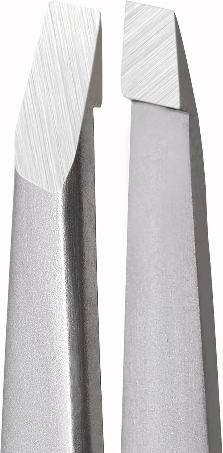 Tweezers for Women Facial Hair, Slanted Eyebrow Tweezers for Hair Removal | Plucking Ingrown Hair, Precision Tip, Comfortable Handle, Includes Travel Case