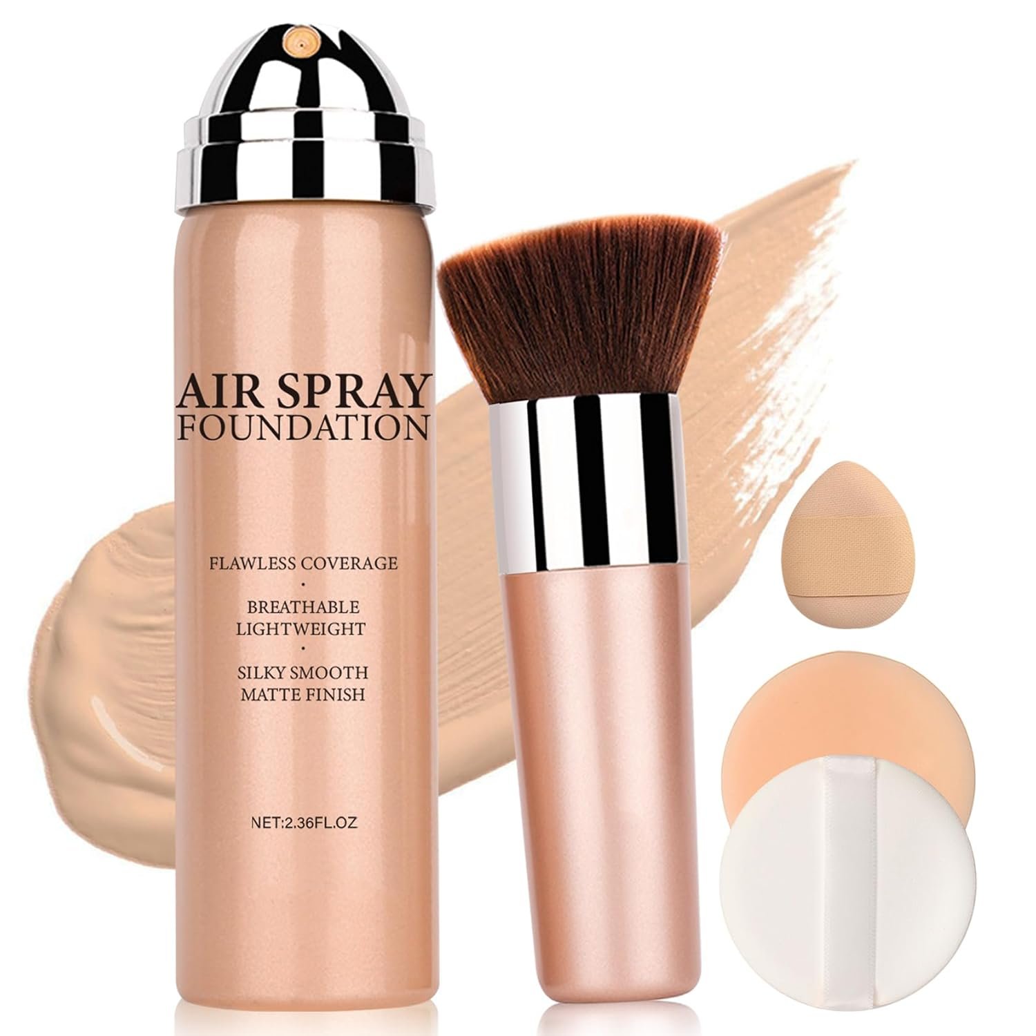 Air Brush Makeup Foundation for Mature Skin (02 Beige) | Flawless Foundation for Older Women,Teenagers,Middle-aged,Lightweight Moisturizing,Buildable Coverage for Smooth Radiant Skin
