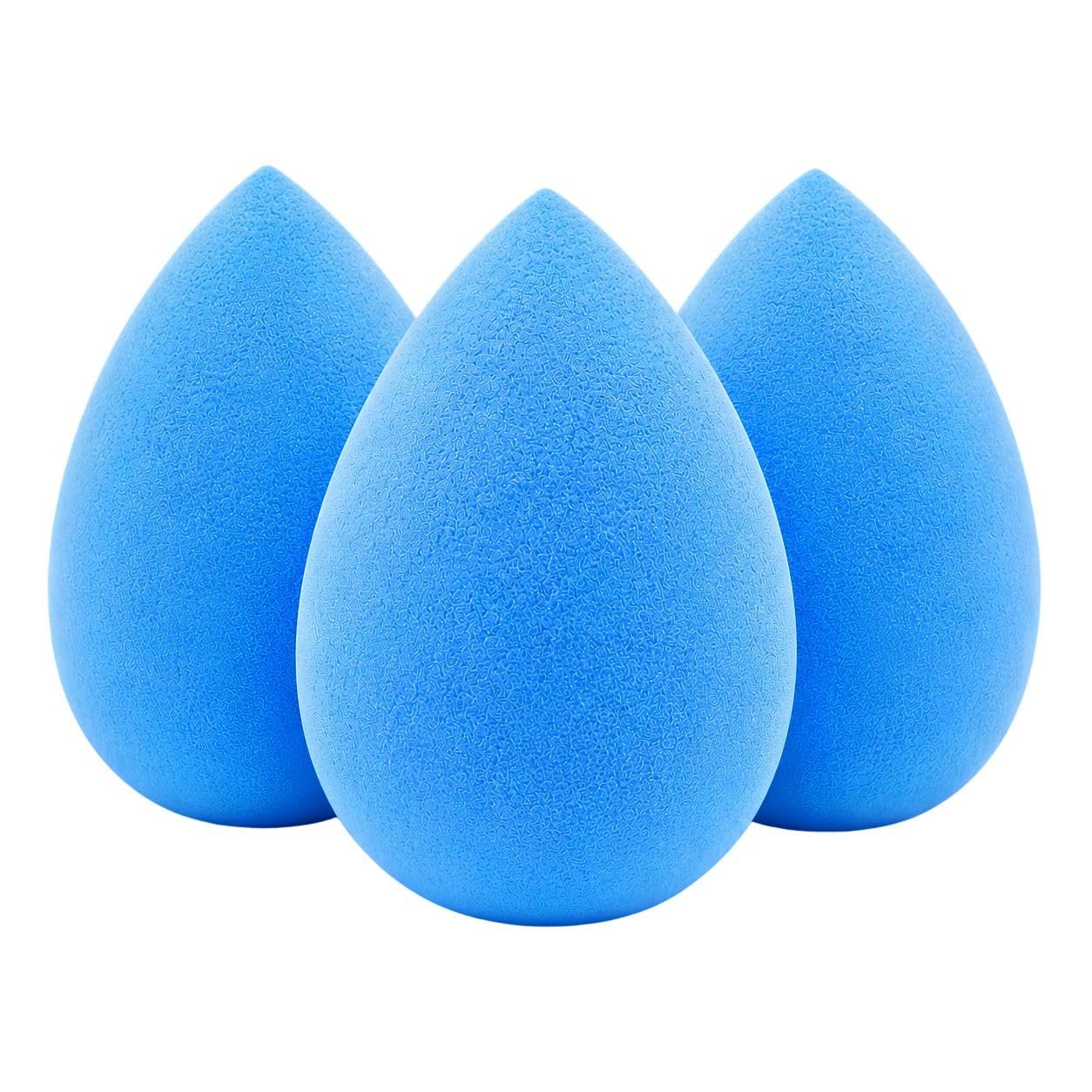 Beauty Makeup Sponge Blender 3 Pack – Ultra Soft Latex-Free Beauty Sponge for Foundation, Concealer & Powder – Flawless Airbrush Finish, Wet & Dry Use Cosmetic Applicator (Light Blue)