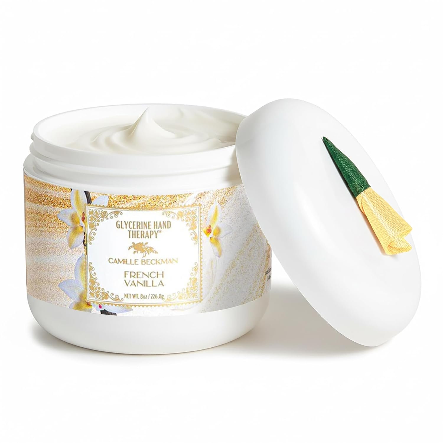 Camille Beckman Glycerine Hand Therapy Cream, French Vanilla, 8 oz | Glycerin, vitamin E, aloe & almond oil | For dry, cracked hands | Made in USA