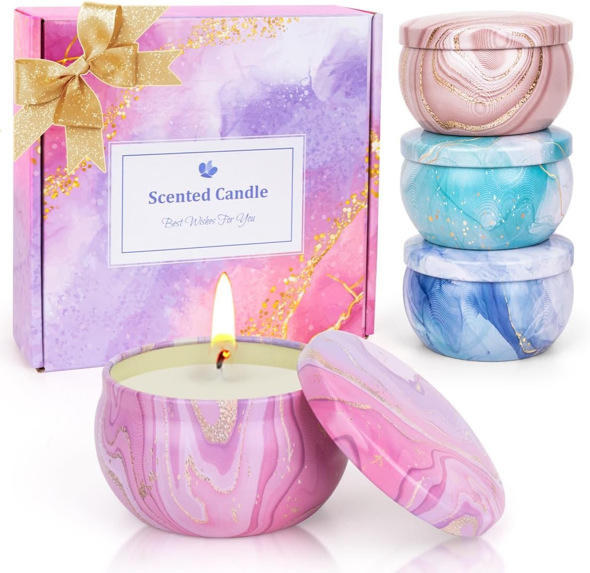 Candles Gift Set for Women, Aromatherapy Candles for Home Scented 4 Pack, 80 Hours Long Lasting, Womens Gifts for Christmas, Birthday, Valentines Day