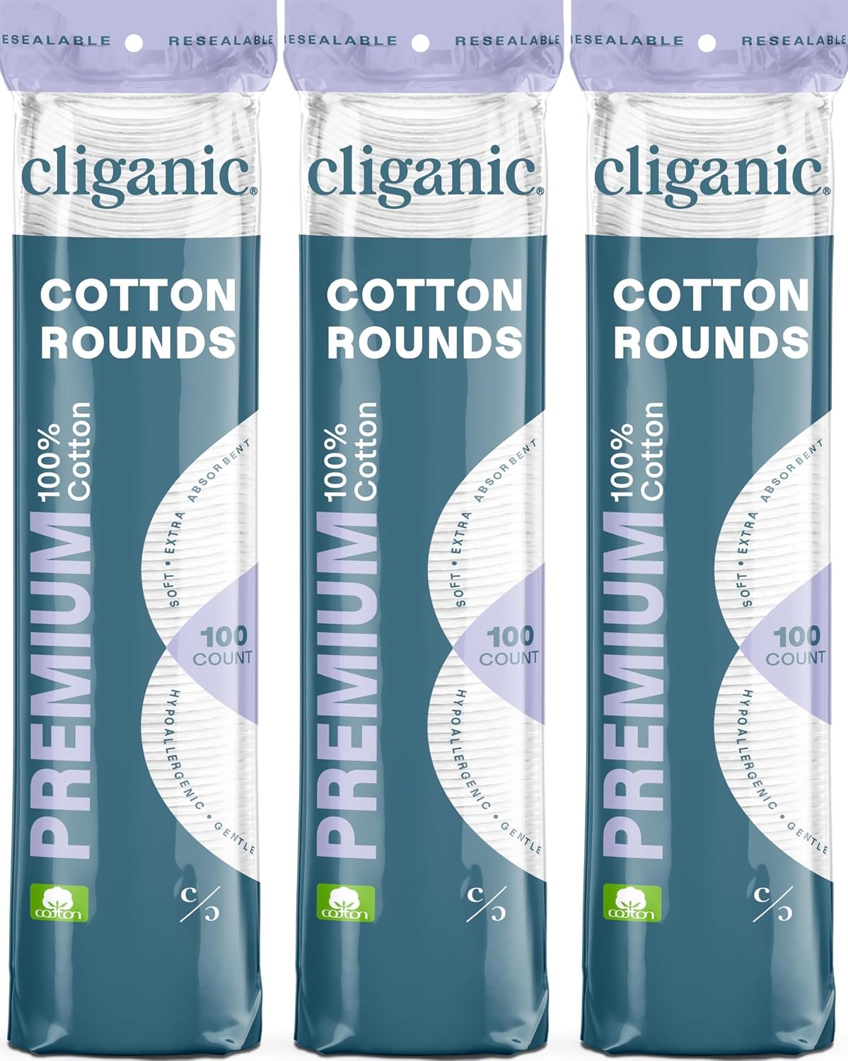 Cliganic Premium Cotton Rounds for Face (300 Count) – Makeup Remover Pads, Hypoallergenic, Lint-Free | 100% Pure Cotton
