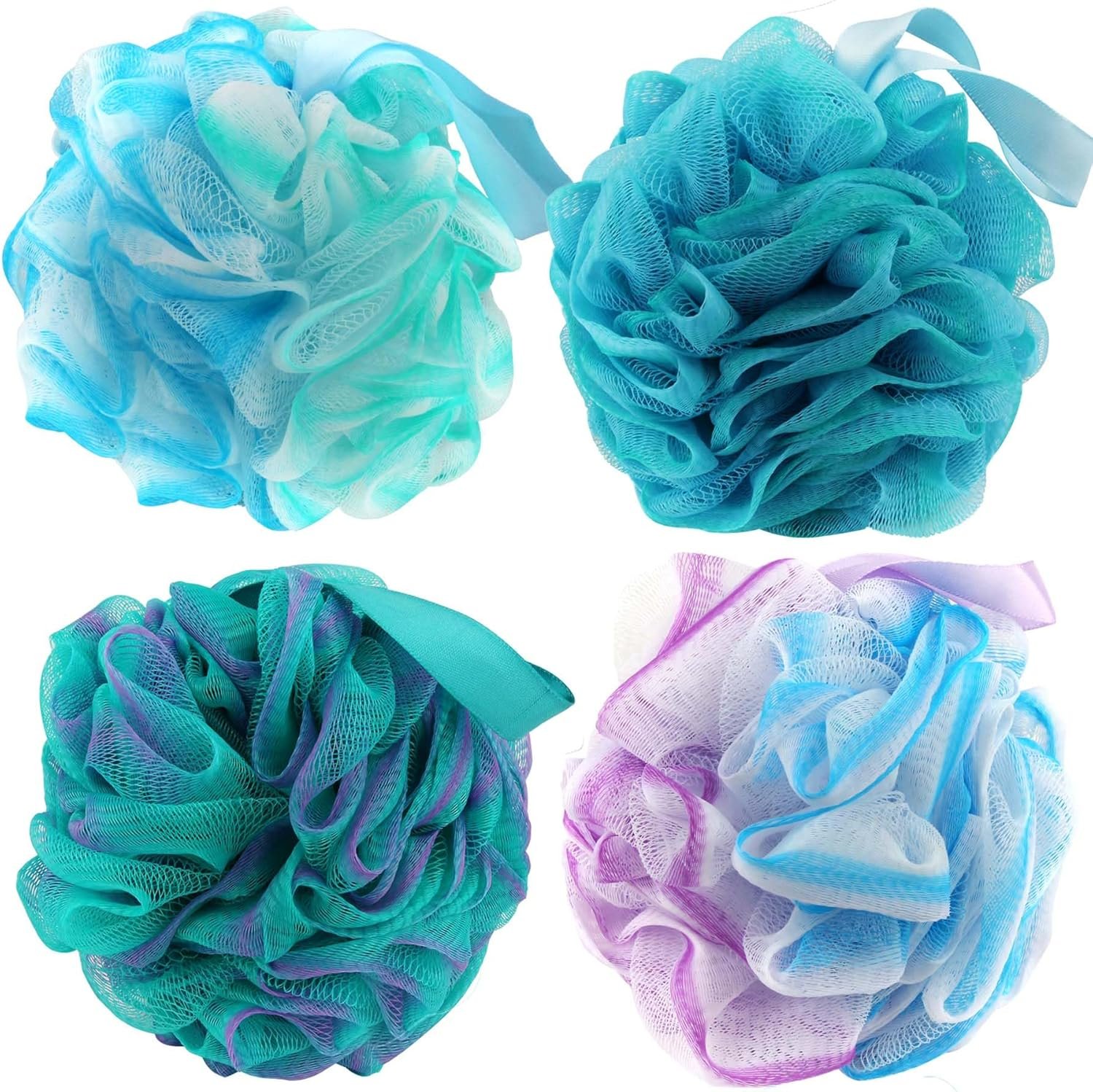Chuya Bath Loofah Sponges 70 Grams Large Size,4 Pack Shower Sponge | Exfoliating Cleaning Bath Loofa Body Scrubber Balls for Women Men Children Washing