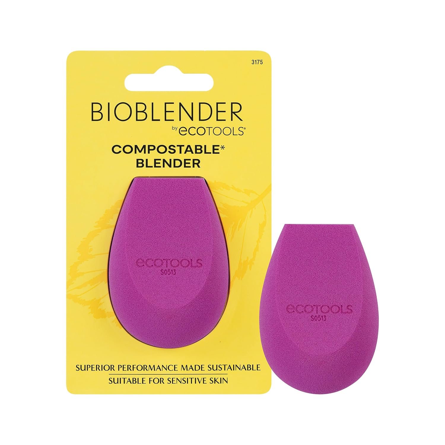 EcoTools Bioblender Makeup Sponge for Liquid and Cream Foundation, 1 Count | Even coverage with a beauty blender for liquid and cream makeup, 3 edges, make up sponge and compostable