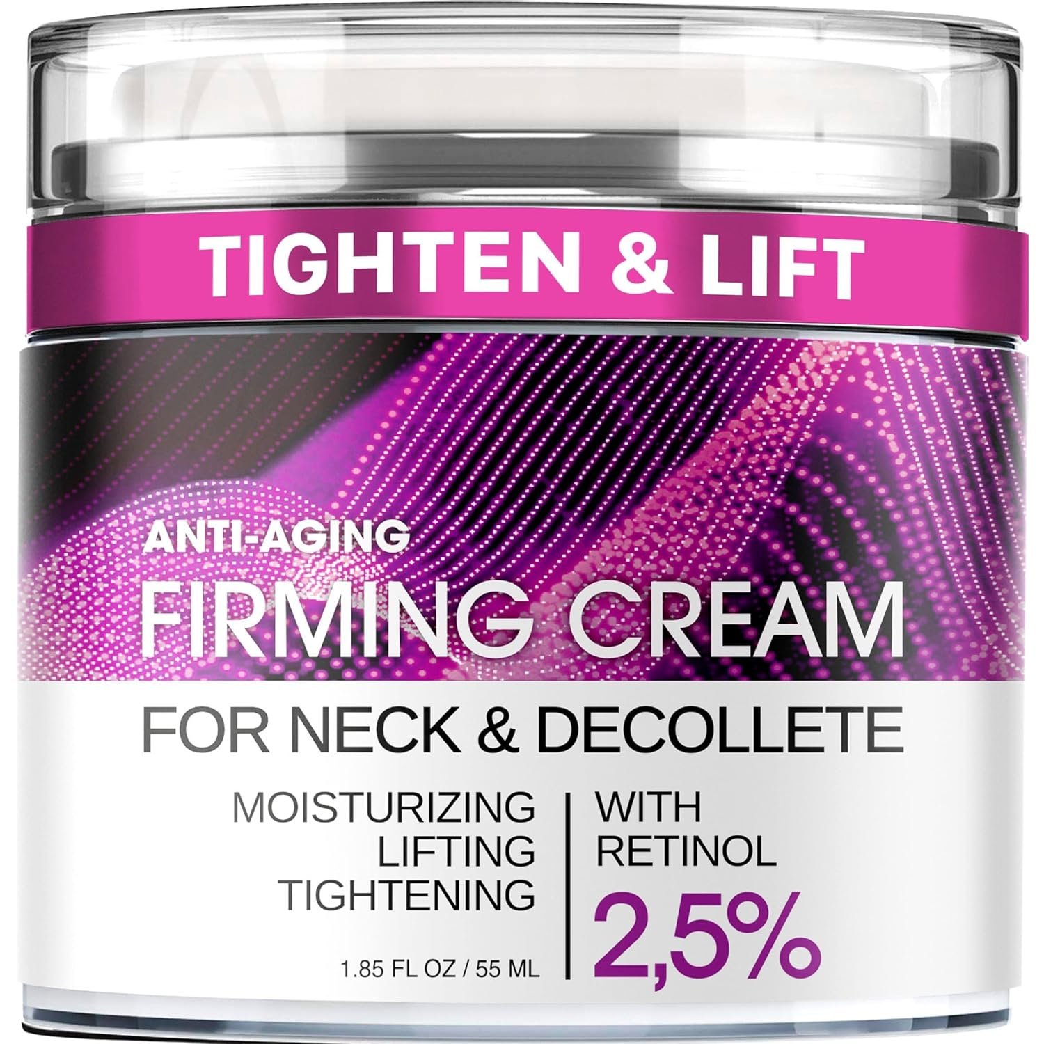 Neck Firming Cream with Retinol, Collagen & Hyaluronic Acid – Anti-Aging Lifting & Tightening Face Moisturizer for Neck, Décolleté & Facial Skincare – Women & Men – 1.85 Fl Oz