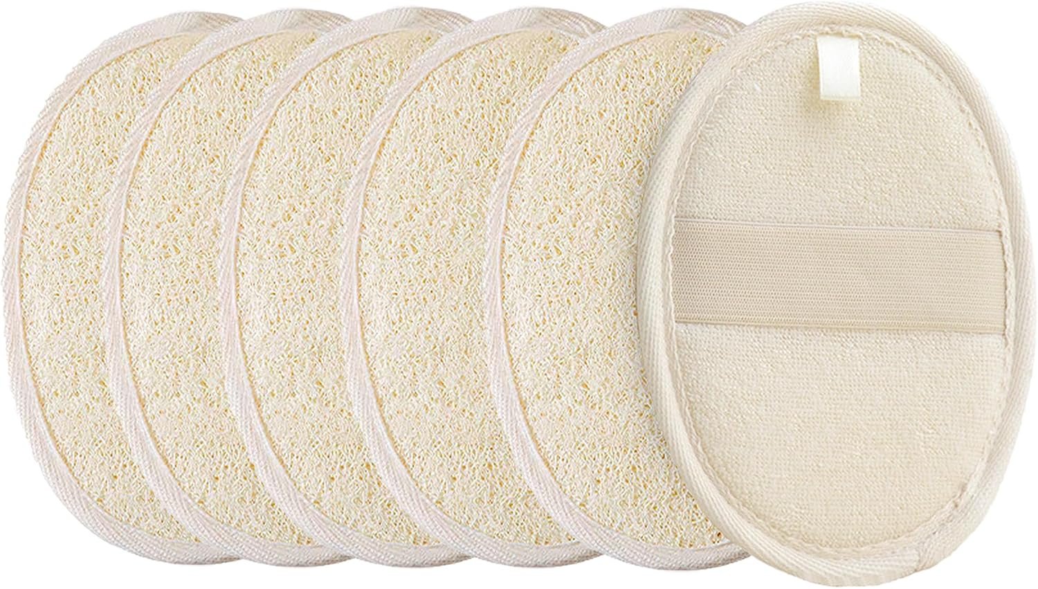 [Pack of 6] Loofah Sponge Pads Natural Organic Bath Luffa Sponges Pads Natural Bath Shower Loofah Body Scrubber Sponges for Exfoliating Your Skin