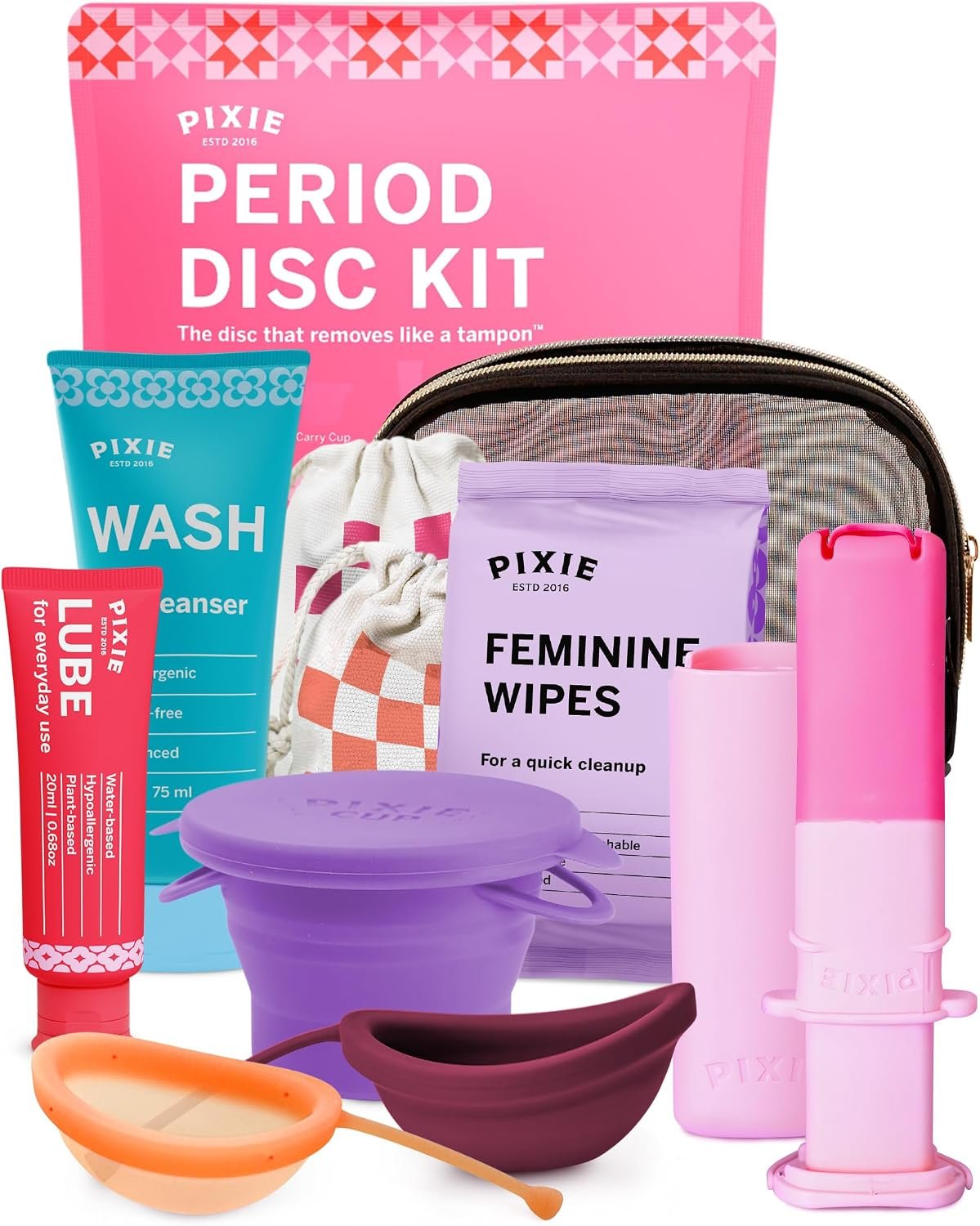 Pixie Menstrual Disc Kit for Feminine Care – Pixie Discs are Designed to Remove Like Tampons – 100% Medical-Grade Silicone – Best Period Disc Starter Kit – Proven to Become A Successful Disc User