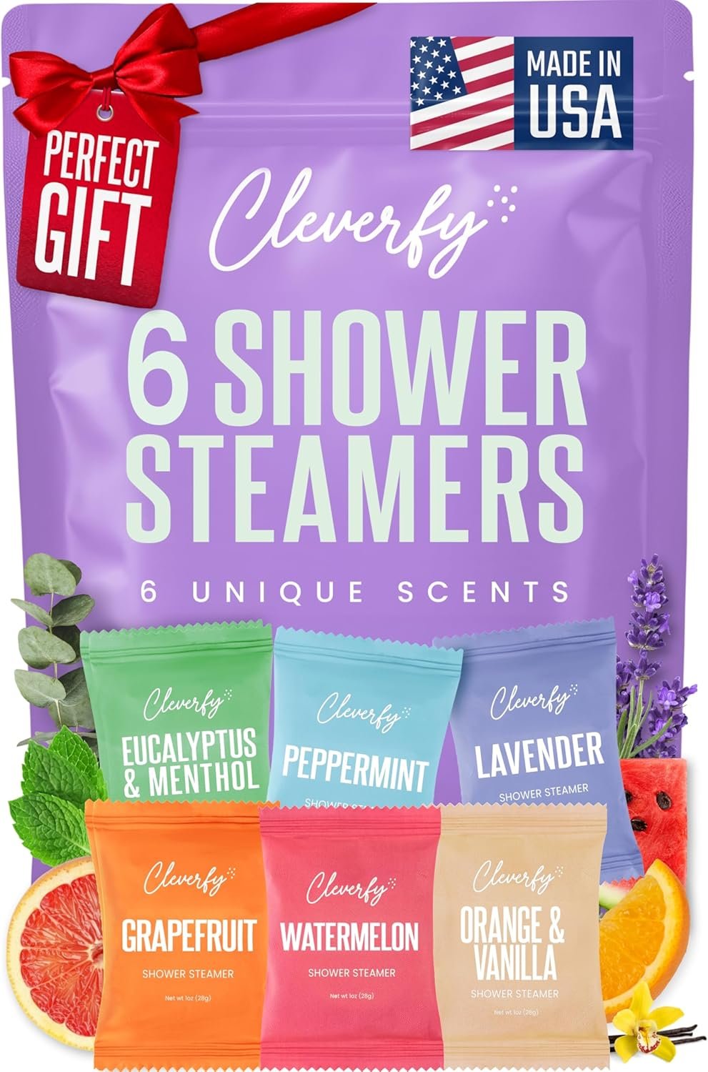 Cleverfy Shower Steamers Aromatherapy Gifts for Women and Men, 6 Tablets | Birthday, Self-Care, Spa & Relaxation Gifts | for Teen Girls, Mom, Best Friend, Sister, Her, Girlfriend, Grandma, Wife
