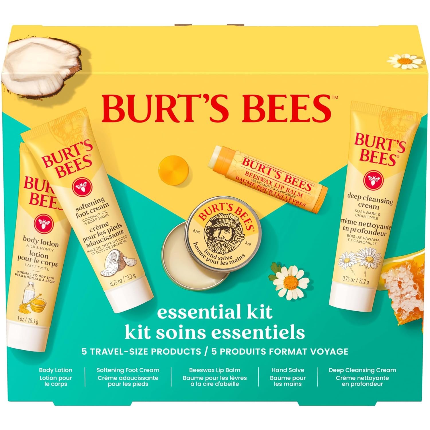 Burt’s Bees Essentials Kit Gift Set, 5 Travel Size Products