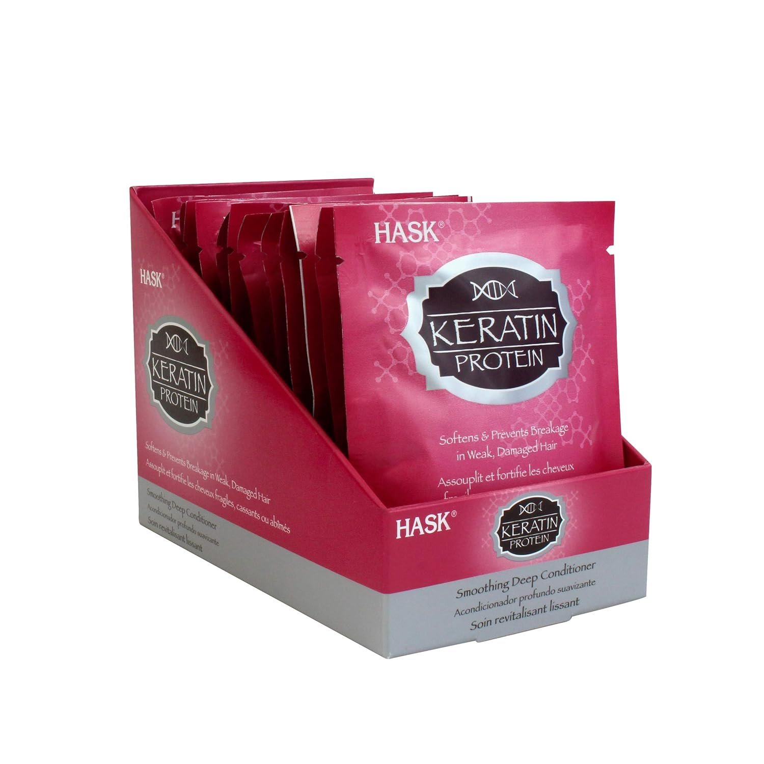 HASK Keratin Smoothing Deep Conditioner Treatments for all hair types, color safe, gluten-free, sulfate-free, paraben-free – Pack of 12