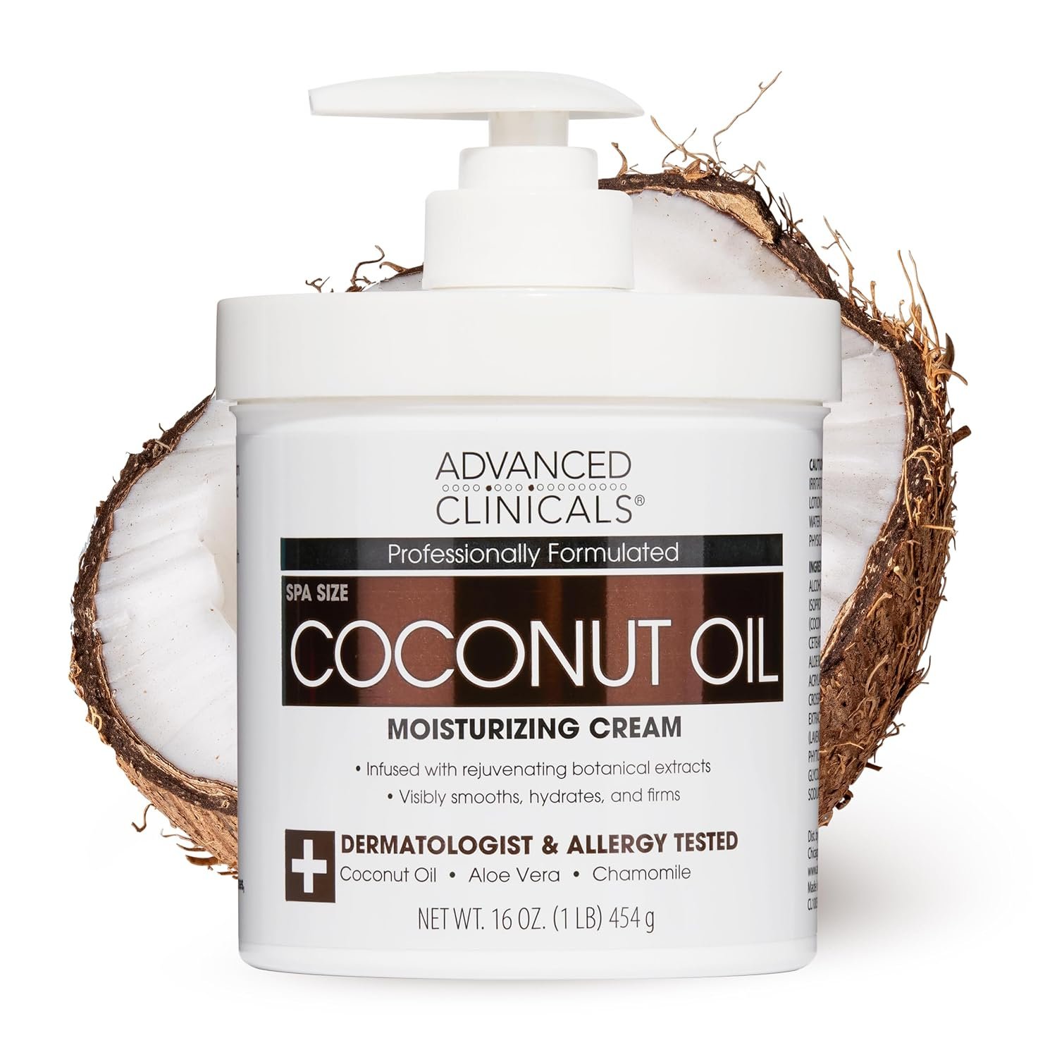 Advanced Clinicals Coconut Oil Body Cream For Women & Men | Hydrating Coconut Lotion For Extremely Dry Skin | Visible Anti Aging Body Butter Skin Care Balm Moisturizer For Hand, Heel, Feet, 16 Ounce