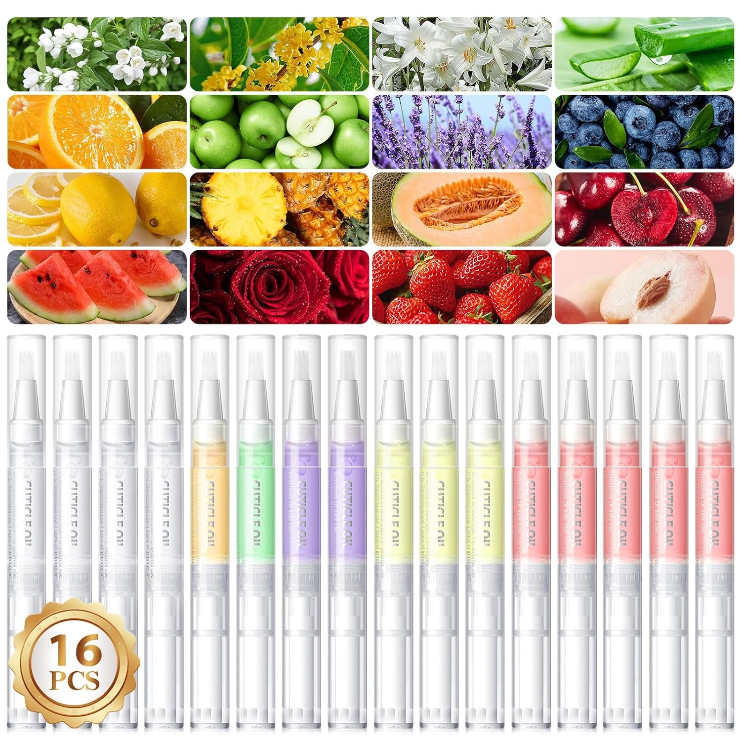 COSCELIA 16 PCS Cuticle Oil Pen for Nails Cuticle Revitalizer Oil Pens Set Nail Care Nourishment Treatment Moisturized Repair Pen Bulk Manicure Tools for Gel Nails Gifts for Women