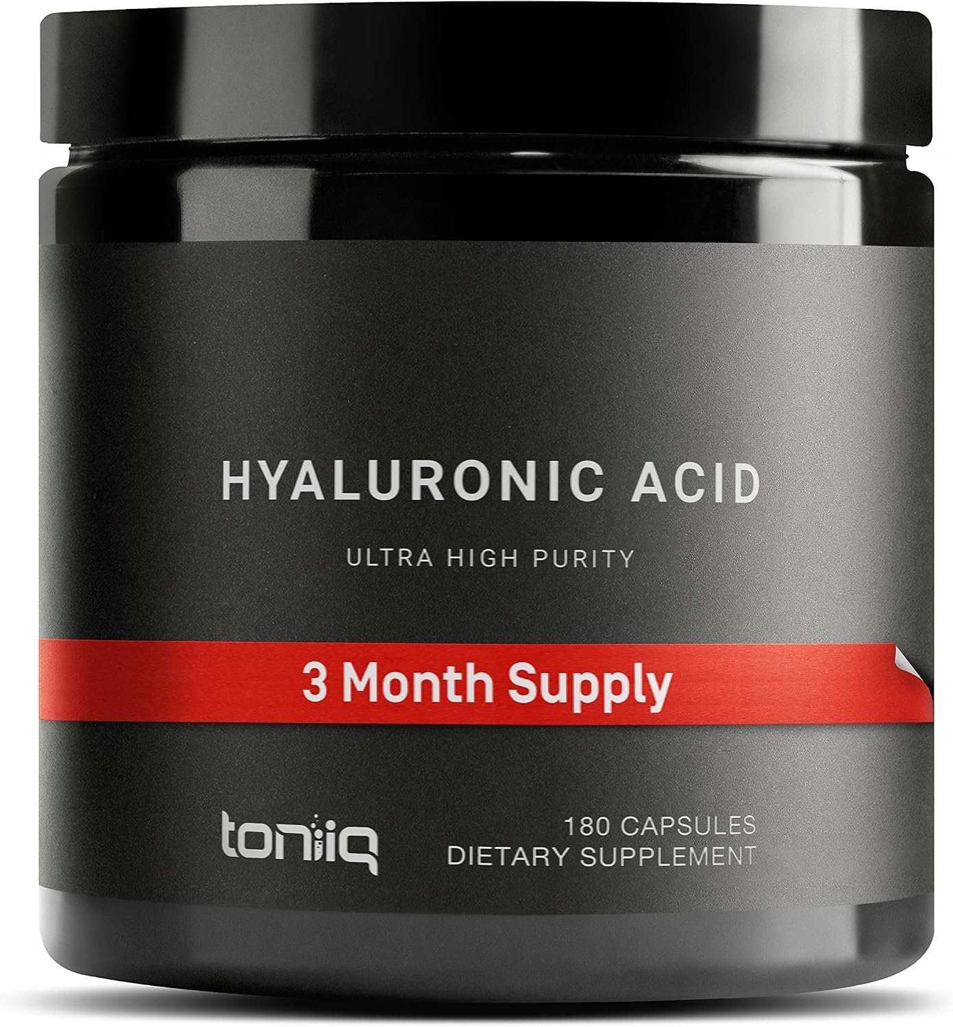 Toniiq Hyaluronic Acid Supplements – Lab Tested 95% Ultra High Purity | Fermented and Bioavailable with Vitamin C – Third Party Lab Tested – 180 Capsules