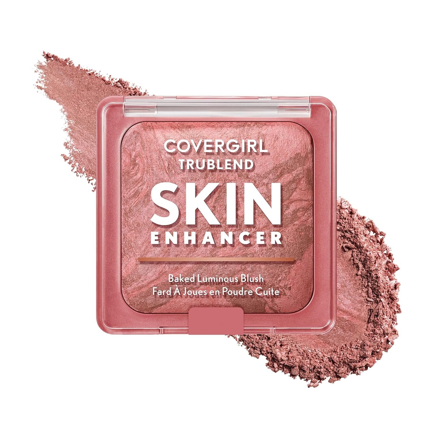 COVERGIRL TruBlend Skin Enhancer Baked Luminous Blush, with Hyaluronic Acid & White Rose Extract, Blends Seamlessly – Rose Latte (Nude with Pink Swirls)