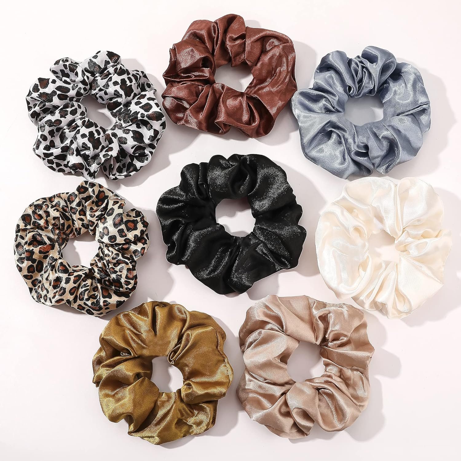 Scrunchies Hair Ties Silk Satin Scrunchy – Hair Elastics Bands Ponytail Holder Pack of Neutral Scrubchy Hair Accessories Women Girls