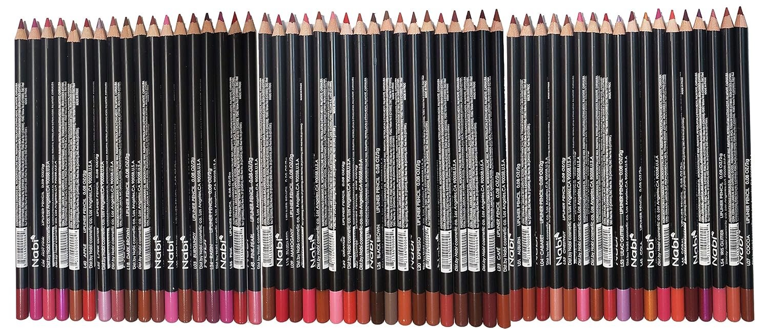Nabi Lip Liner Pencil Set – 54 Pcs Lip Pencil Bulk Pack | Long Lasting Lip Liner for Women | Assorted Colors Makeup Lip Liners | Professional Quality