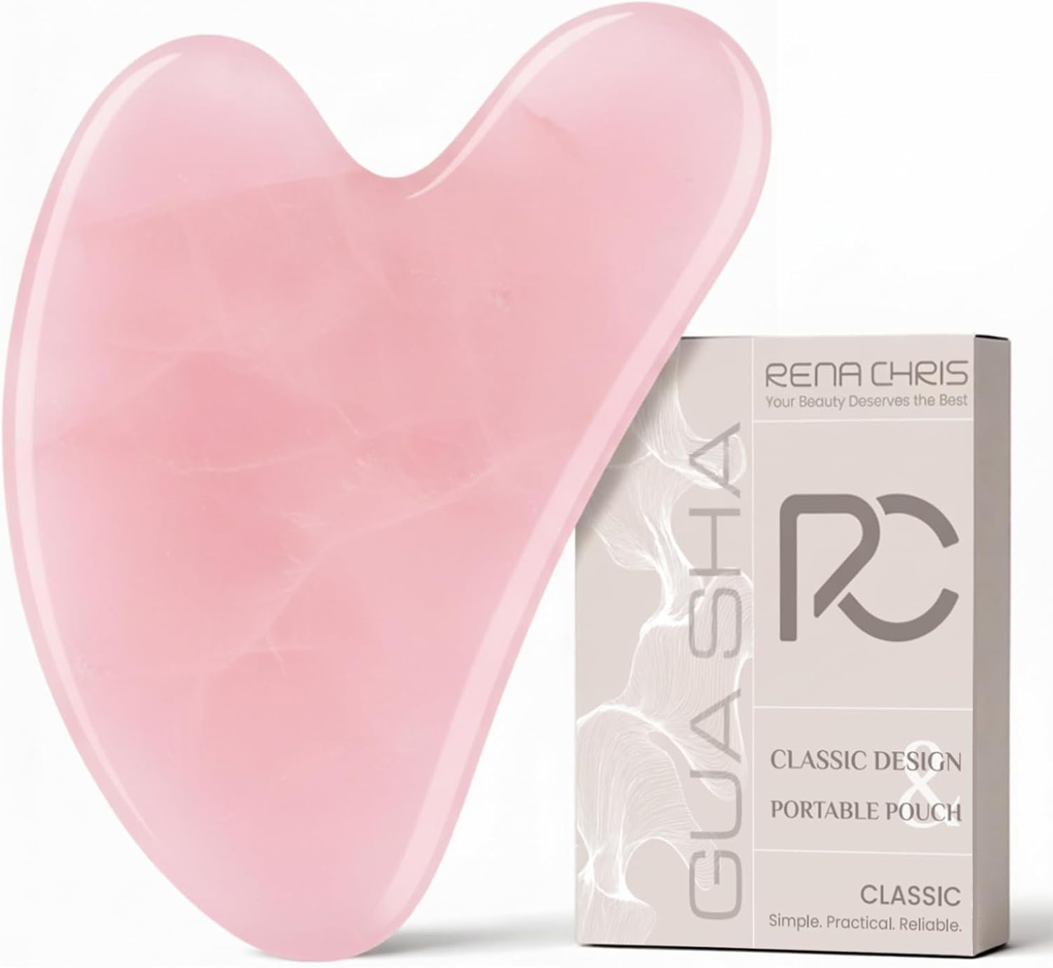 Rena Chris Gua Sha Facial Tools, Stainless Steel Guasha Tool- Pink