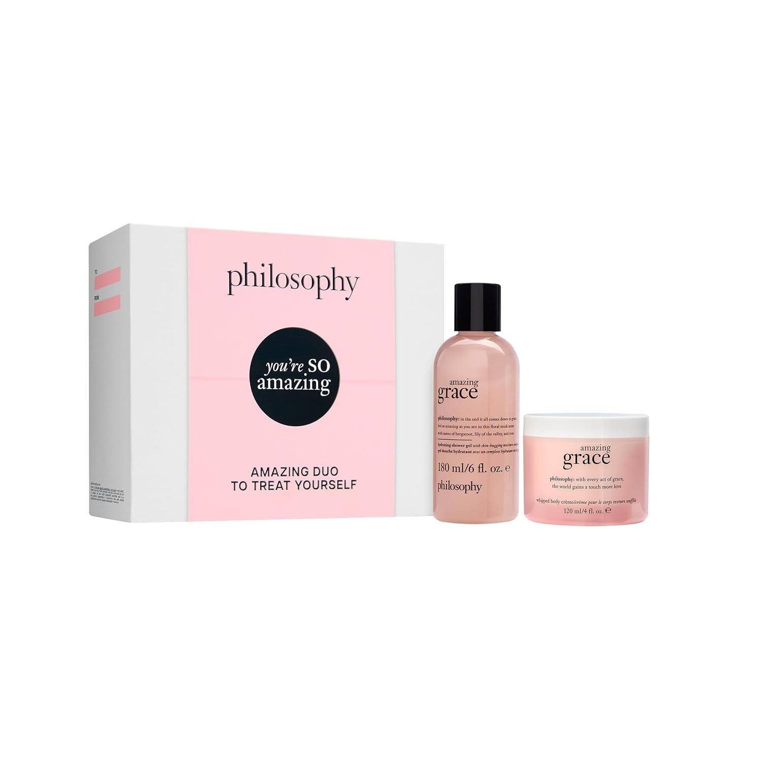 philosophy you’re so amazing gift set – 2-pc. amazing grace hydrating shower gel (6oz) & whipped body crème (4oz) – moisturizing bath & body duo for women