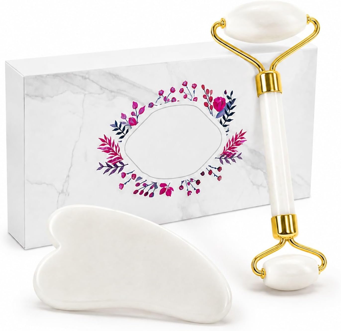 Jade Roller for Face & Gua Sha Set