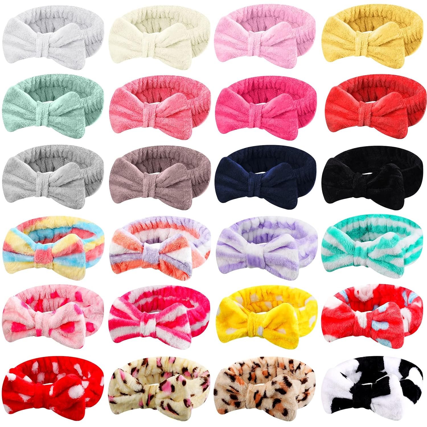 WILLBOND 24 Pieces Face Wash Spa Headband Bulk for Women, Stylish